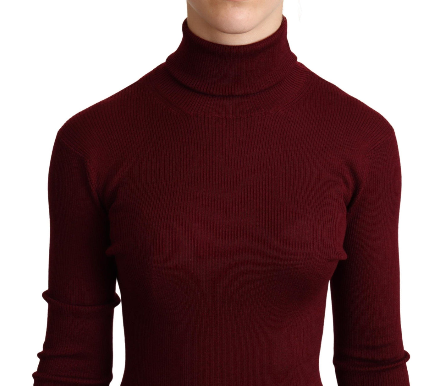 Bordeaux Turtle Neck Cashmere Silk Sweater