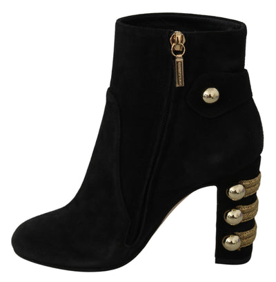 Black Suede Short Boots Zipper Shoes