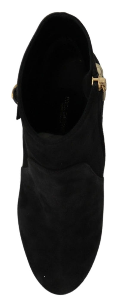 Black Suede Short Boots Zipper Shoes