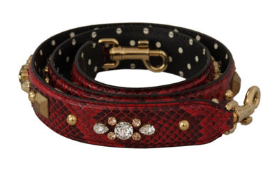 Red Python Leather Crystals Reversible Shoulder Strap