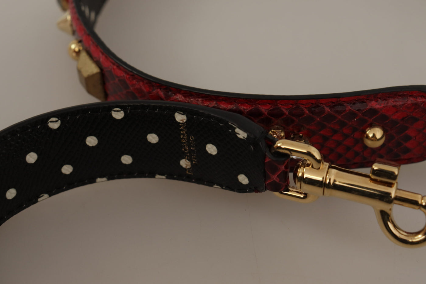 Red Python Leather Crystals Reversible Shoulder Strap