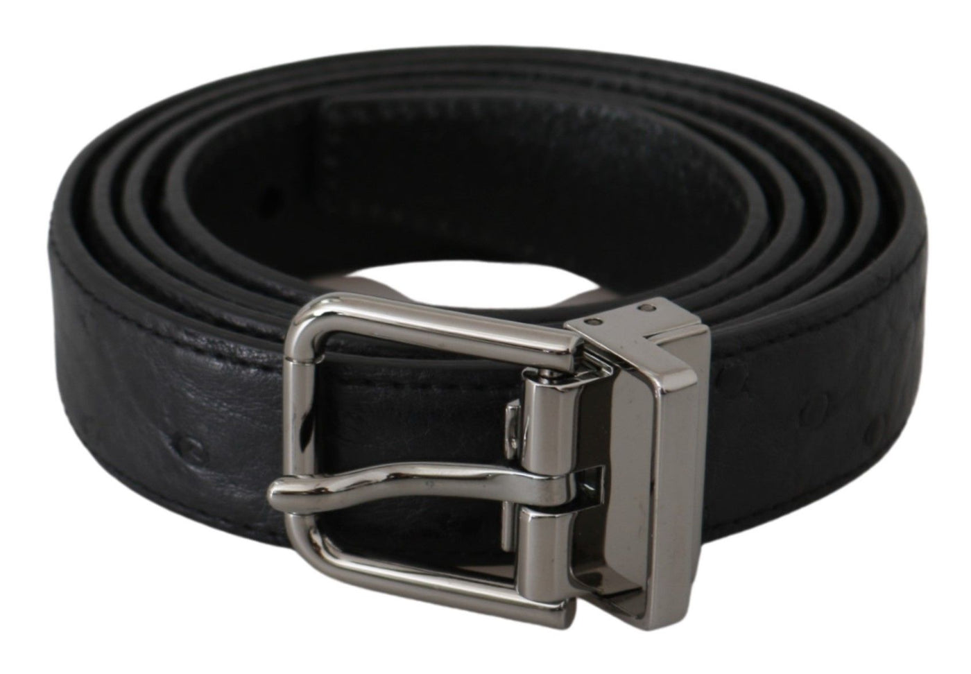 Black Exotic Skin Pattern Silver Buckle Belt