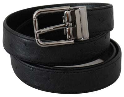 Black Exotic Skin Pattern Silver Buckle Belt