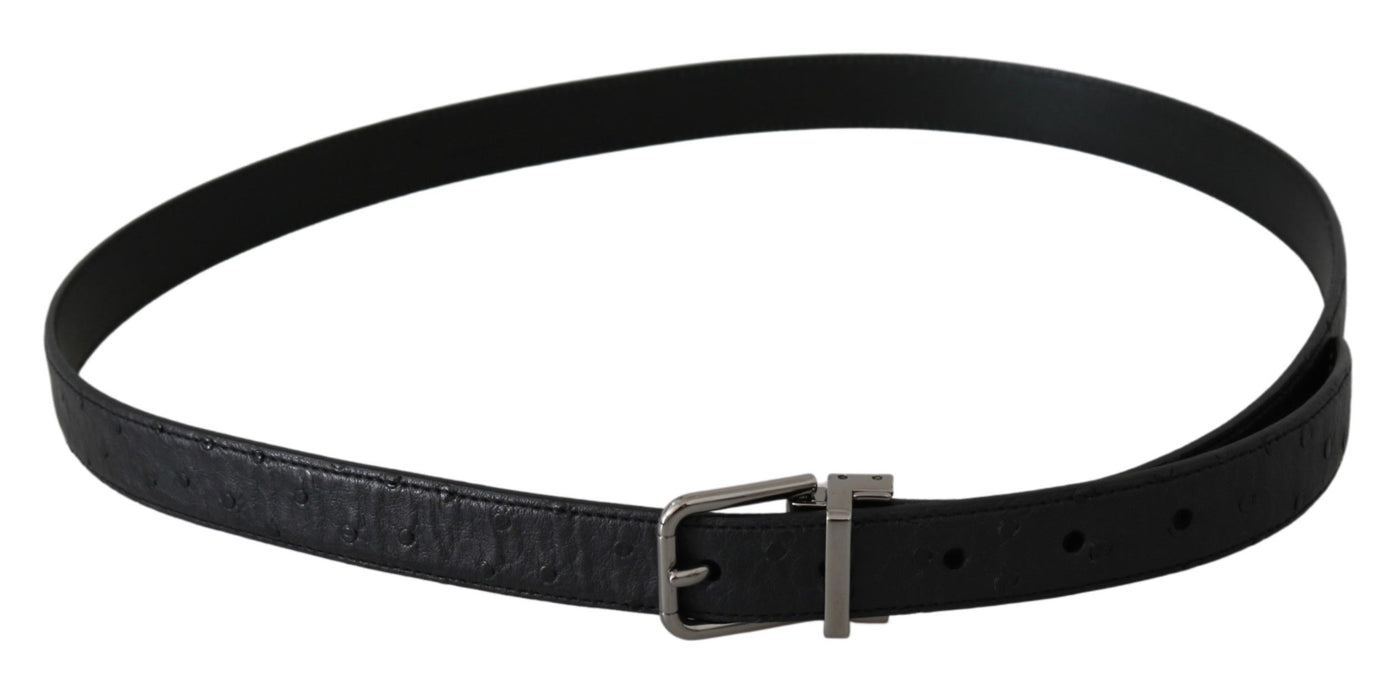 Black Exotic Skin Pattern Silver Buckle Belt