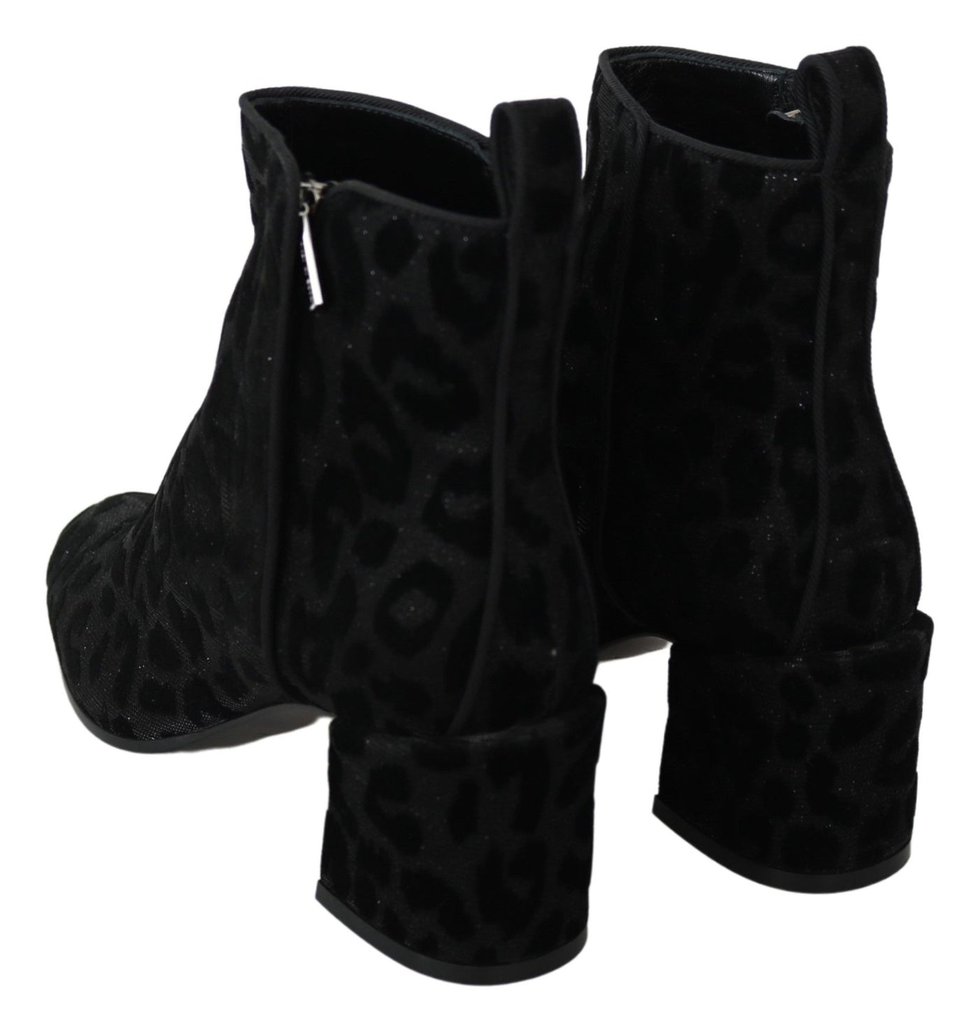 Black Leopard Short Boots Zipper Shoes