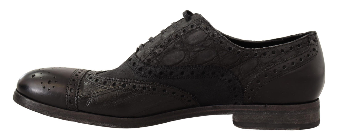 Black Leather Brogue Wing Tip Men Formal Shoes