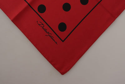 Red Polka Dots DG Print Square Handkerchief Scarf