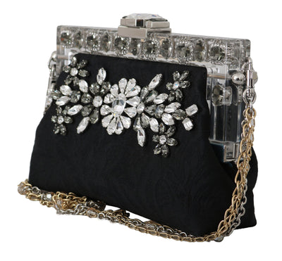 Black Ricamo  Silver Crystal Shoulder VANDA Purse