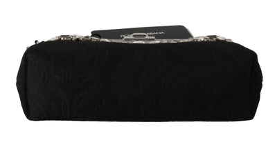 Black Ricamo  Silver Crystal Shoulder VANDA Purse