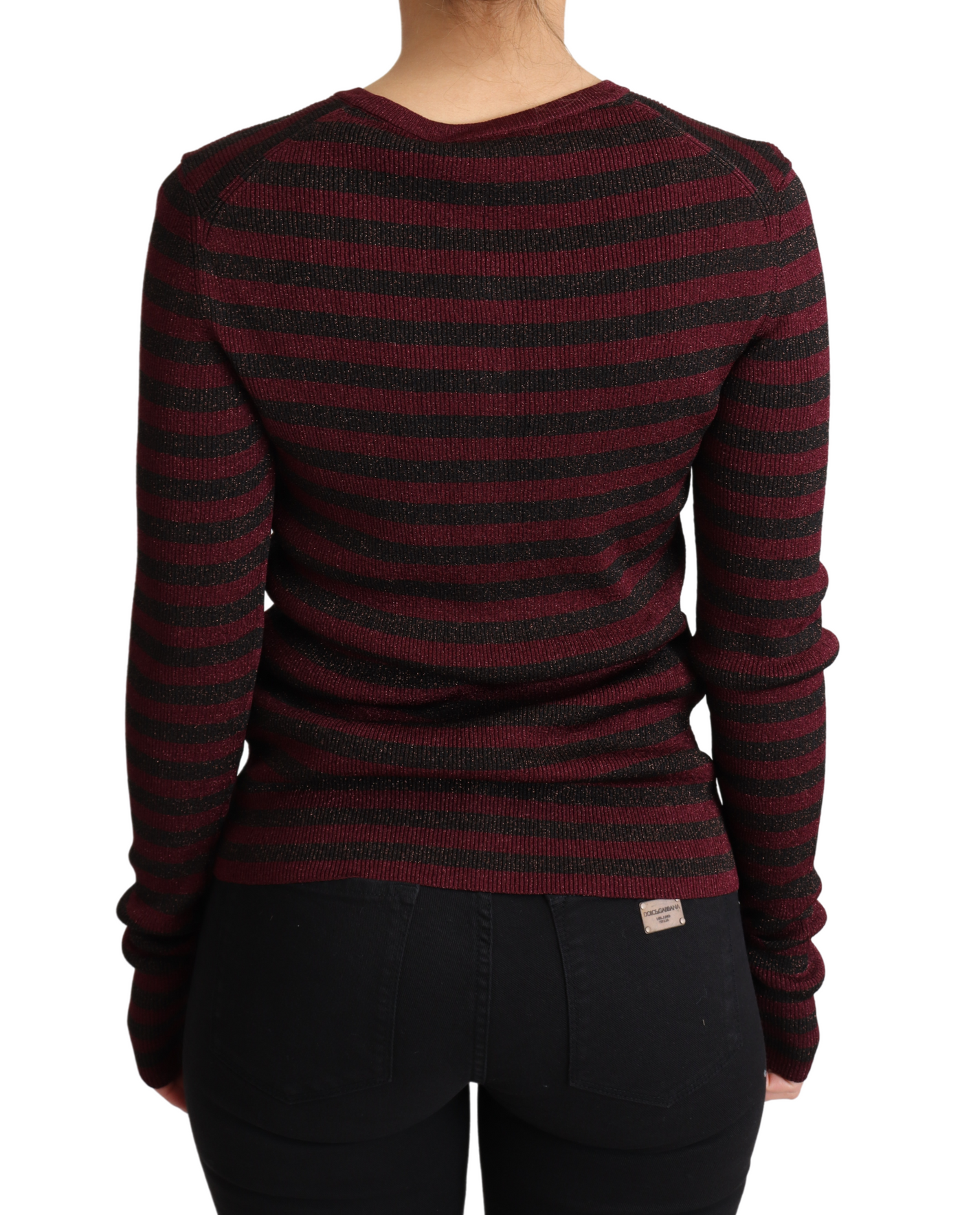 Black Red Striped Viscose Cardigan Sweater