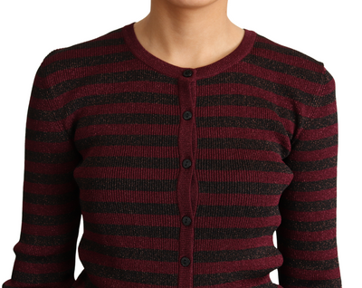 Black Red Striped Viscose Cardigan Sweater