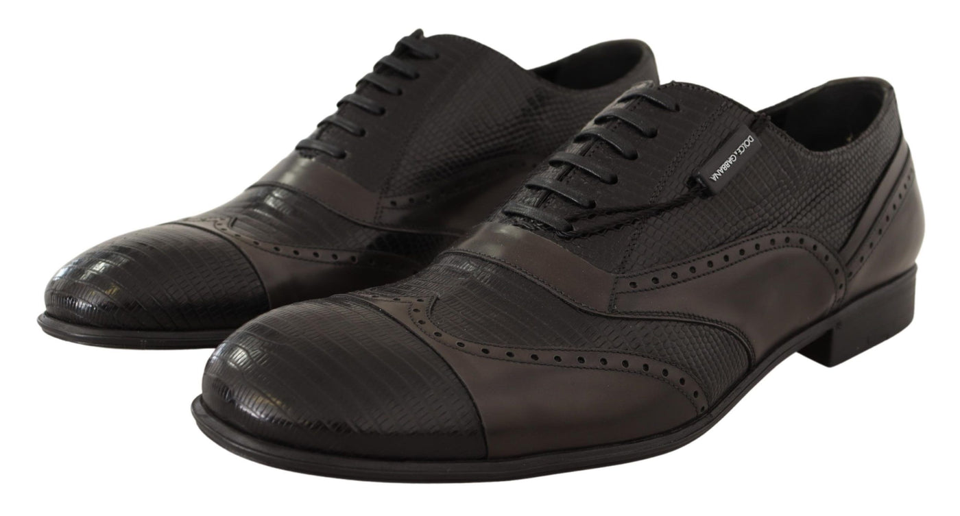 Brown Lizard Skin Leather Oxford Dress Shoes