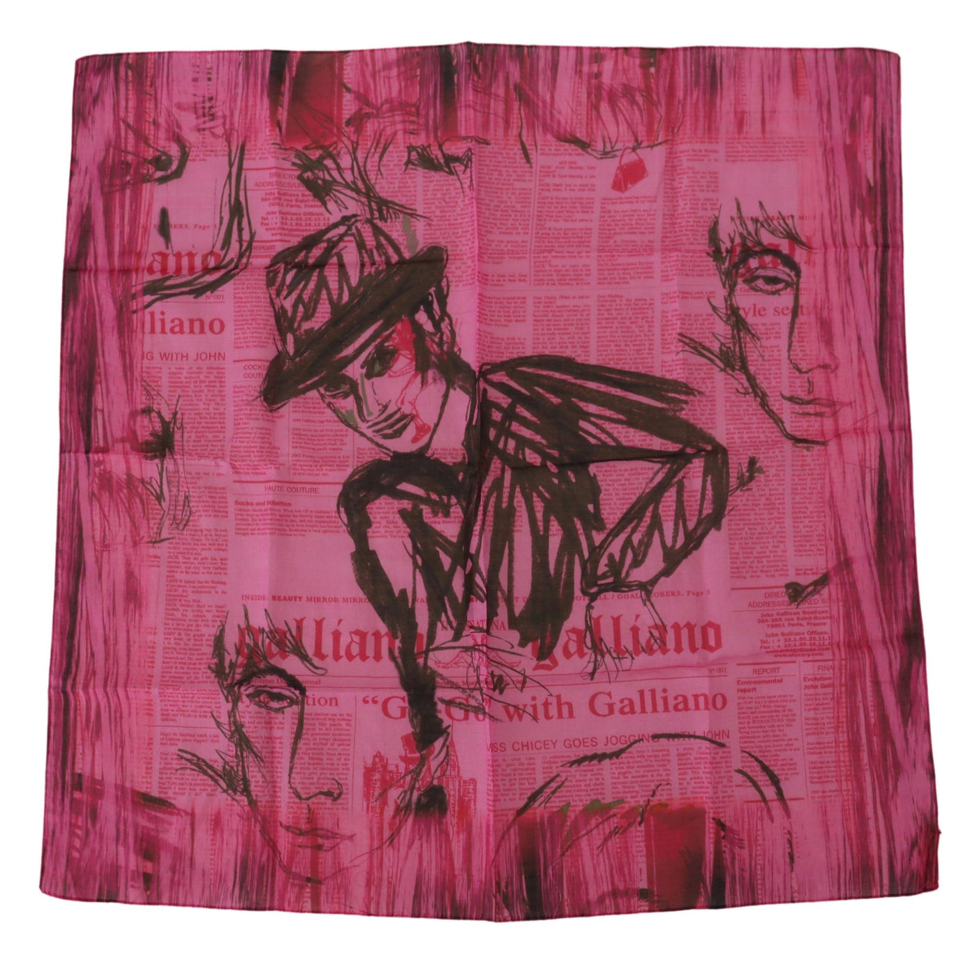 Pink Printed Silk Wrap Shawl Foulard Square Scarf