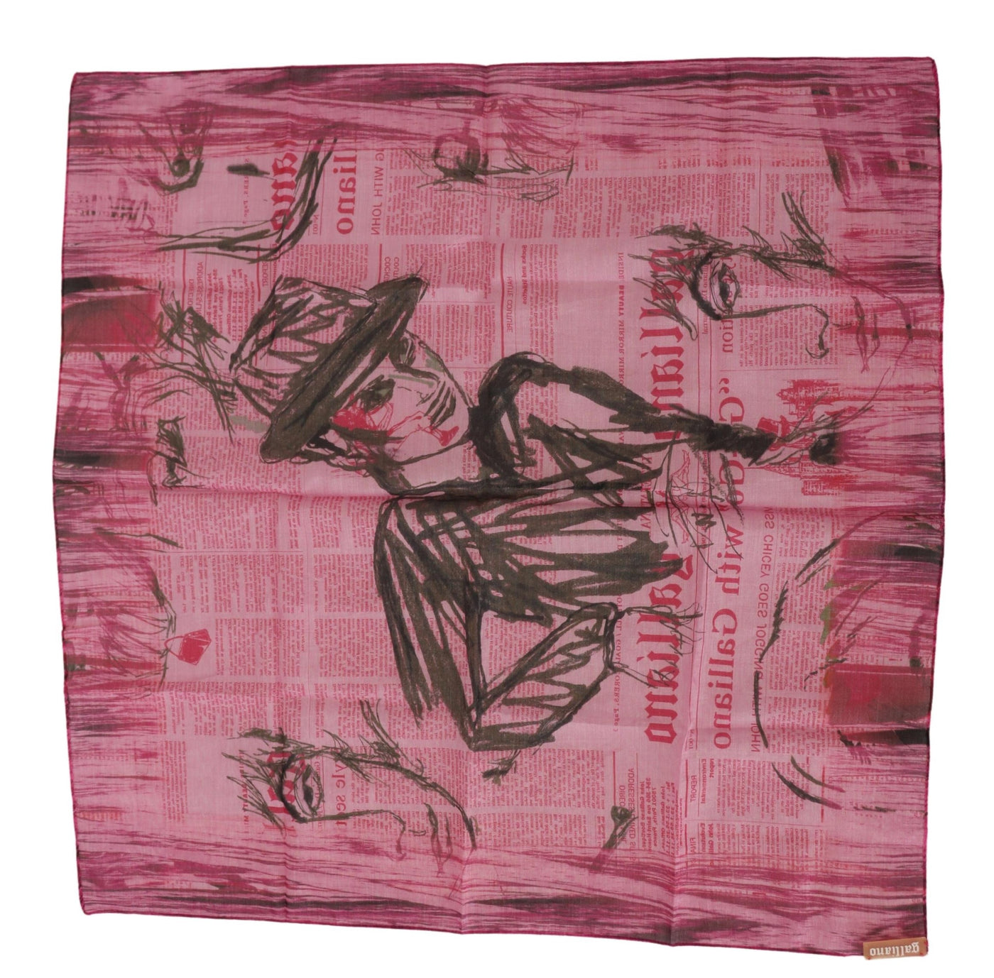 Pink Printed Silk Wrap Shawl Foulard Square Scarf