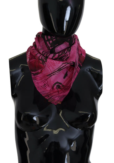 Pink Printed Silk Wrap Shawl Foulard Square Scarf