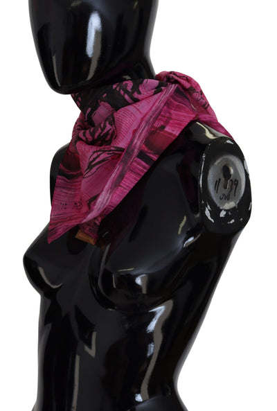 Pink Printed Silk Wrap Shawl Foulard Square Scarf