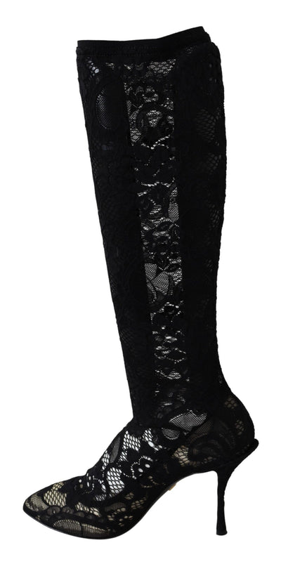 Black Taormina Lace Socks Boots Shoes Pumps