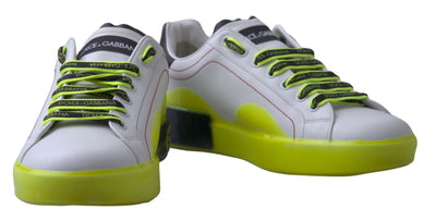 White Yellow Portofino Leather Sneakers Shoes