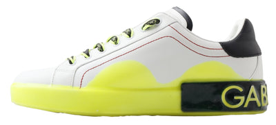 White Yellow Portofino Leather Sneakers Shoes