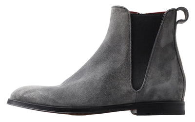 Gray Leather Men Ankle Boots Shoes