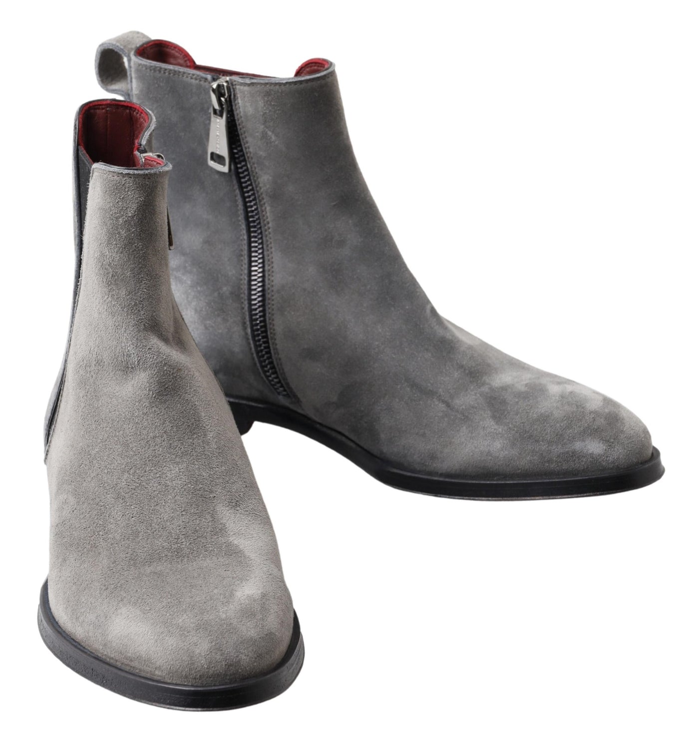 Gray Leather Men Ankle Boots Shoes