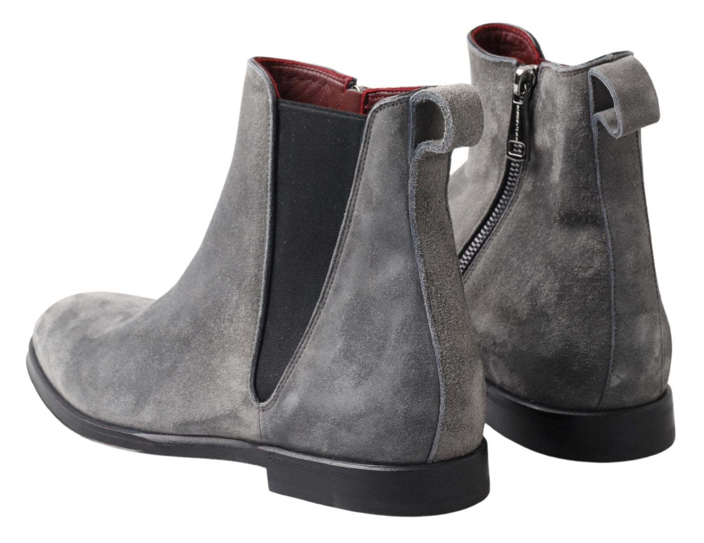 Gray Leather Men Ankle Boots Shoes