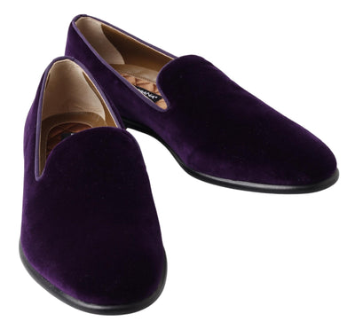 Purple Velvet Slipper Loafers Slip On Shoes