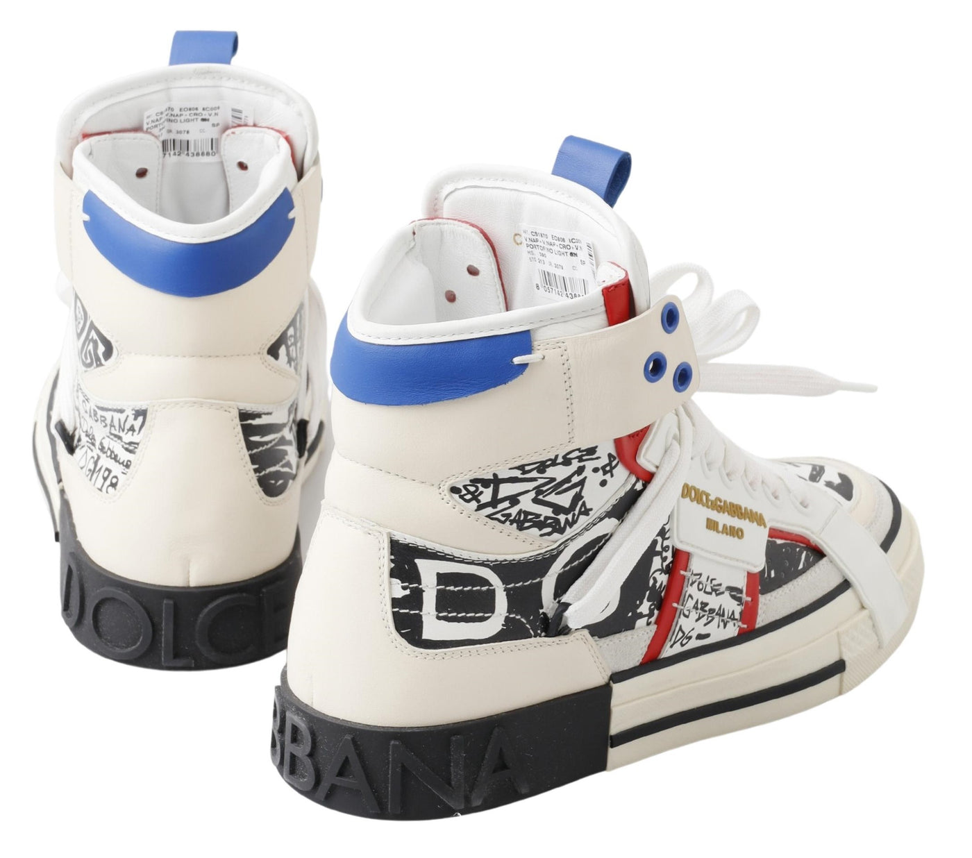 White Graffiti Leather High Top Sneaker Shoes