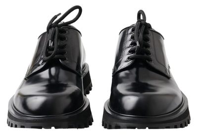 Black Patent Leather Lace Up Men Derby Shoes