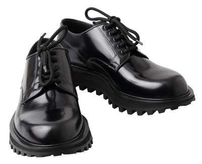 Black Patent Leather Lace Up Men Derby Shoes