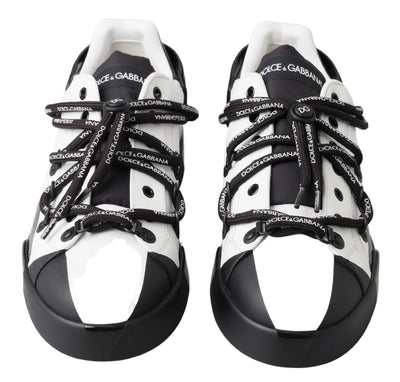 White Black Portofino Leather Sneakers Shoes