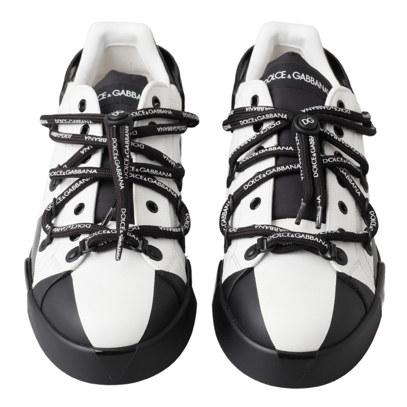 White Black Portofino Leather Sneakers Shoes