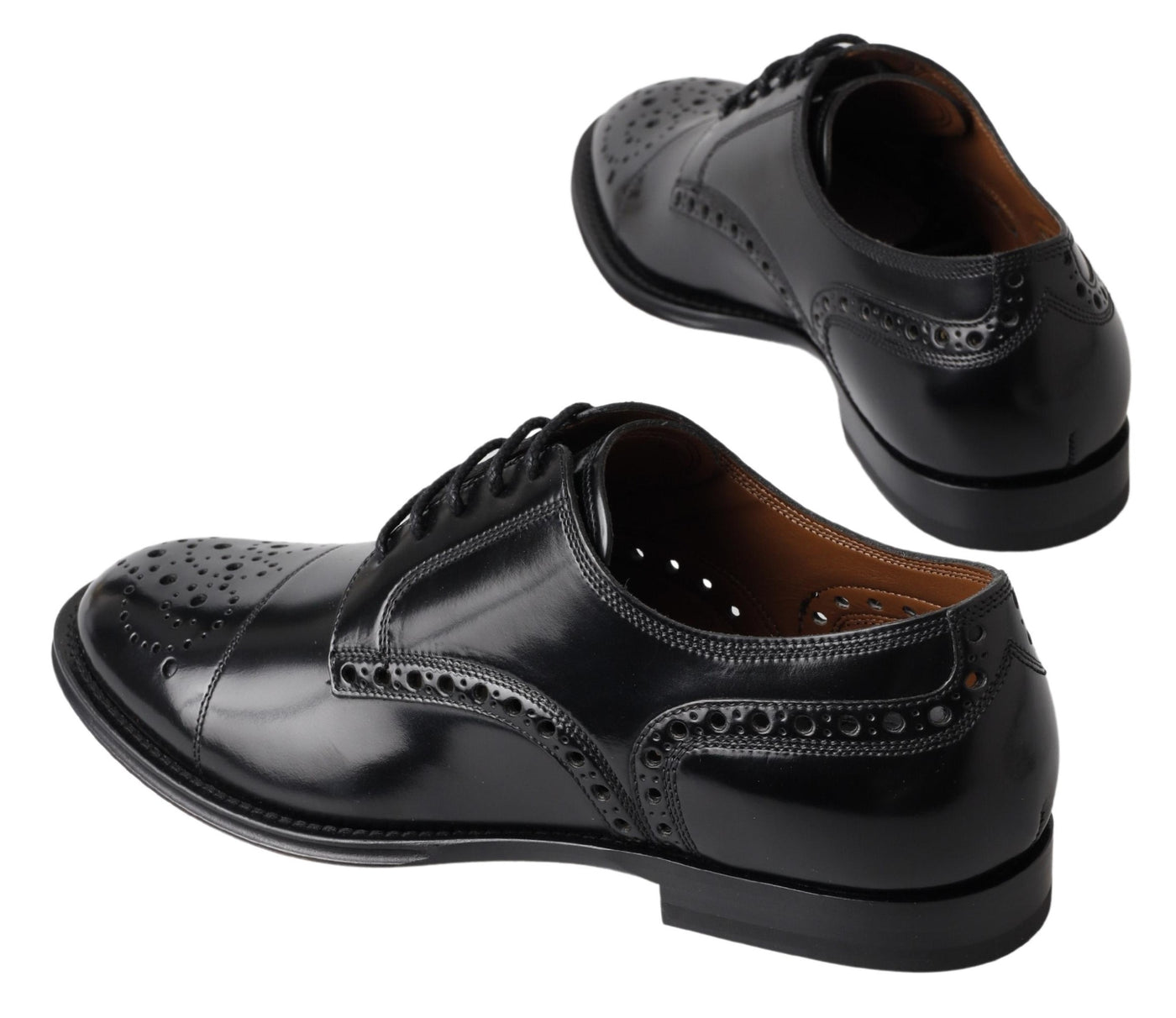 Black Leather Oxford Wingtip Formal Derby Shoes