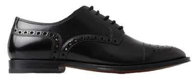 Black Leather Oxford Wingtip Formal Derby Shoes