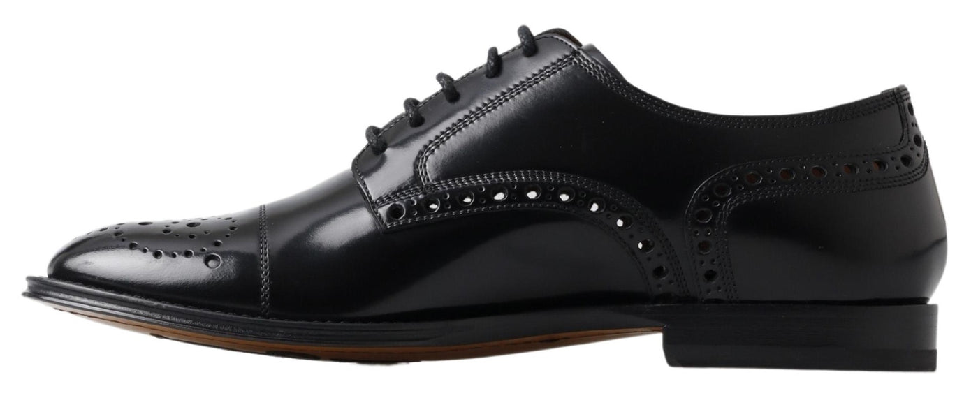 Black Leather Oxford Wingtip Formal Derby Shoes