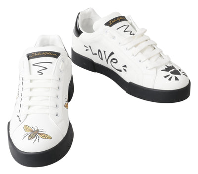 White Bee King Portofino Leather Sneakers Shoes