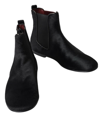 Black Leather Chelsea Men Ankle Boots Shoes