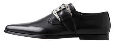 Black Leather Monk Strap Dress Formal Shoes