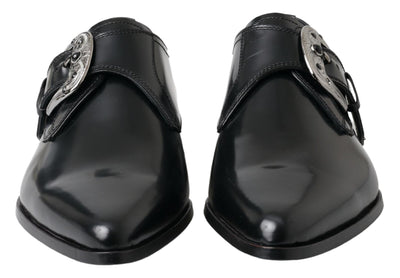 Black Leather Monk Strap Dress Formal Shoes