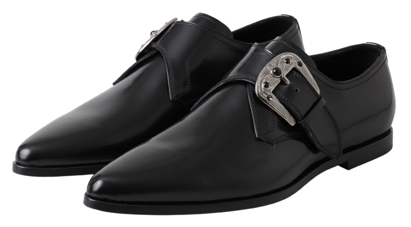 Black Leather Monk Strap Dress Formal Shoes