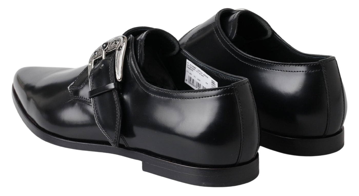 Black Leather Monk Strap Dress Formal Shoes