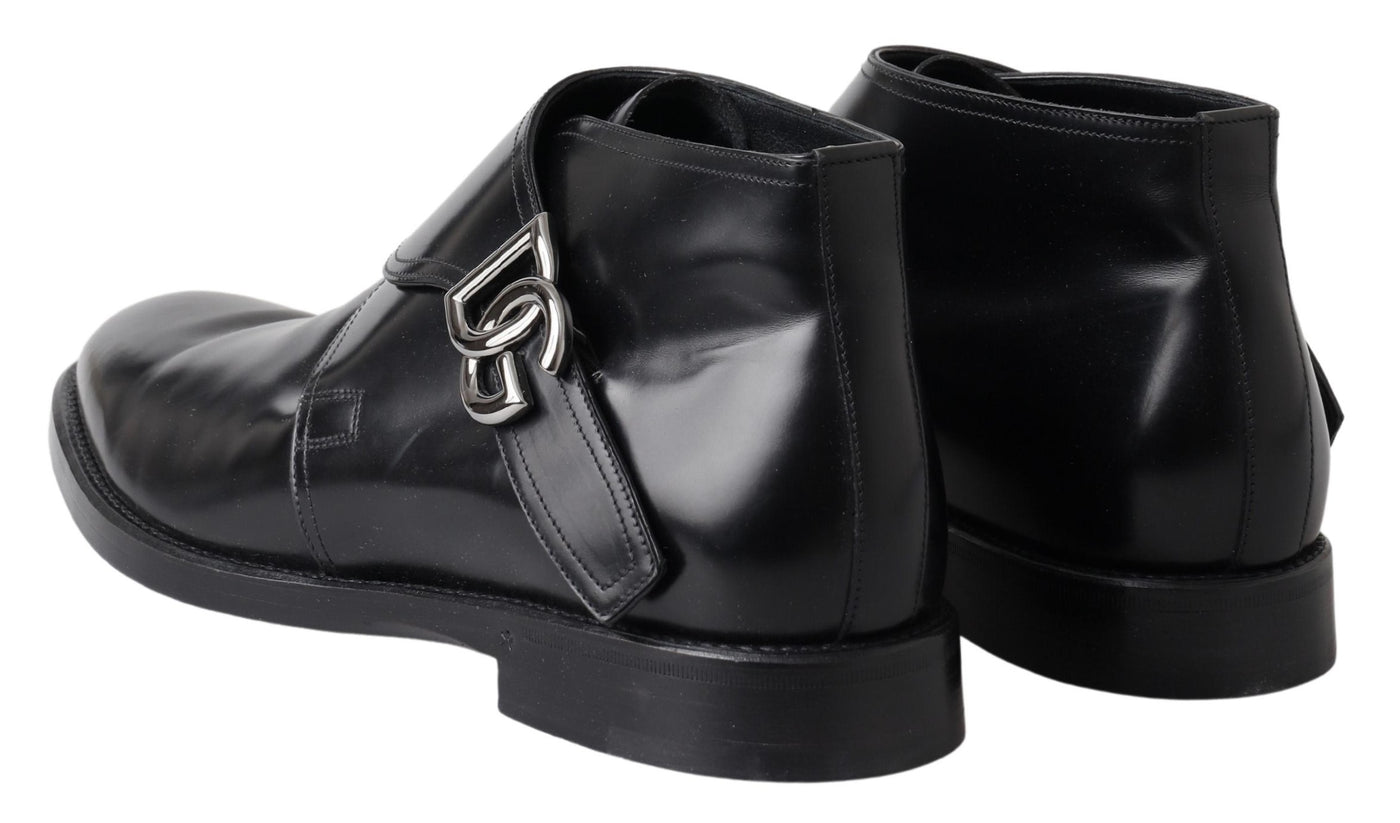 Black Leather Dress Formal Monk Strap Shoes