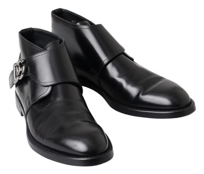 Black Leather Dress Formal Monk Strap Shoes