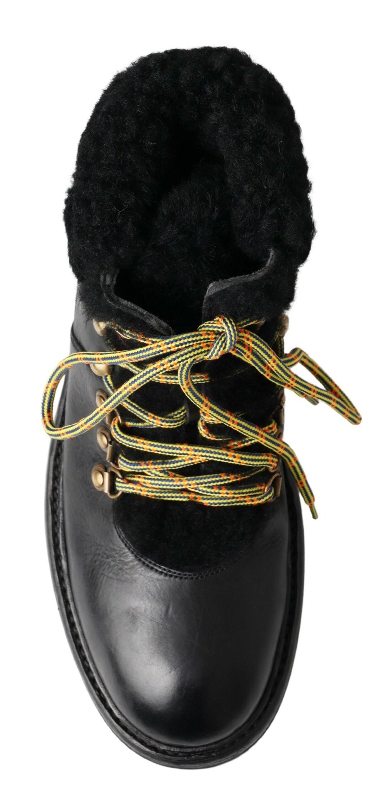 Black Leather Bernini Shearling Boots Shoes