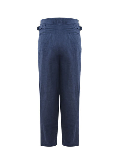 Relaxed Fit Linen Denim Effect Trousers