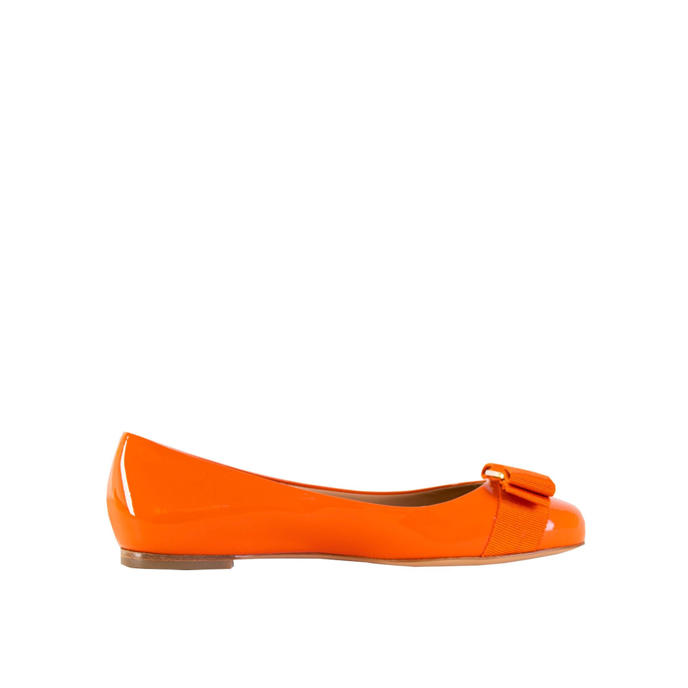 Varina Orange Leather Ballerinas