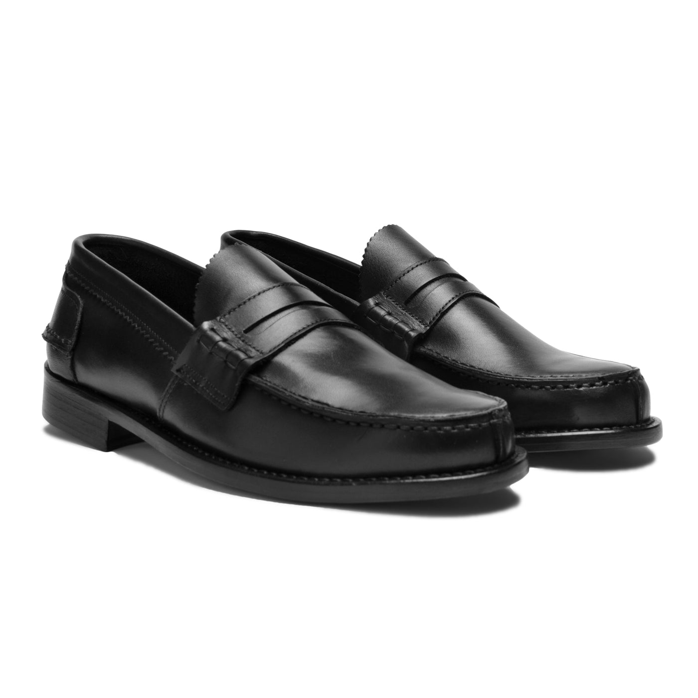 Black Calf Leather Mens Loafers Shoes