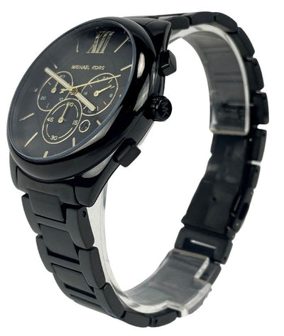 MK7110 Janelle Black Gold Stainless Steel Chronograph Wrist Watch