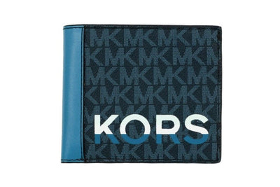 Cooper Blue Multi Signature Leather Graphic Logo Billfold Wallet