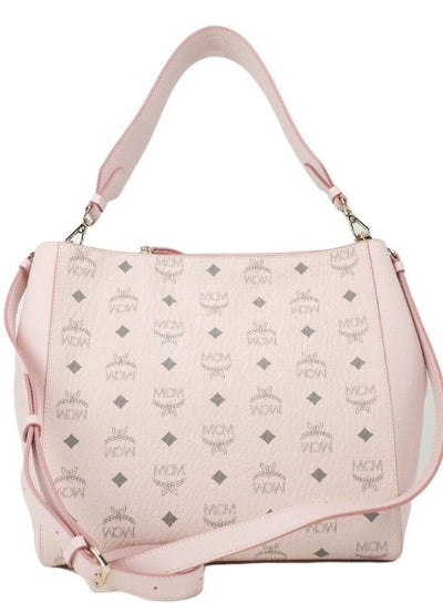 Aren Medium Visetos Powder Pink Leather Hobo Shoulder Crossbody Handbag